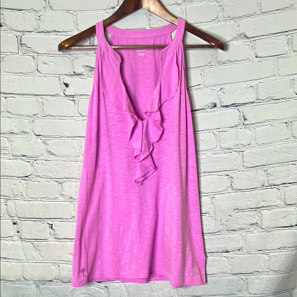 Lilly Pulitzer Pink Sleeveless Ruffle Top Size X-Large Excellent Condition